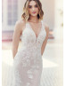 Beaded Ivory Lace Tulle Keyhole Back Luxury Wedding Dress